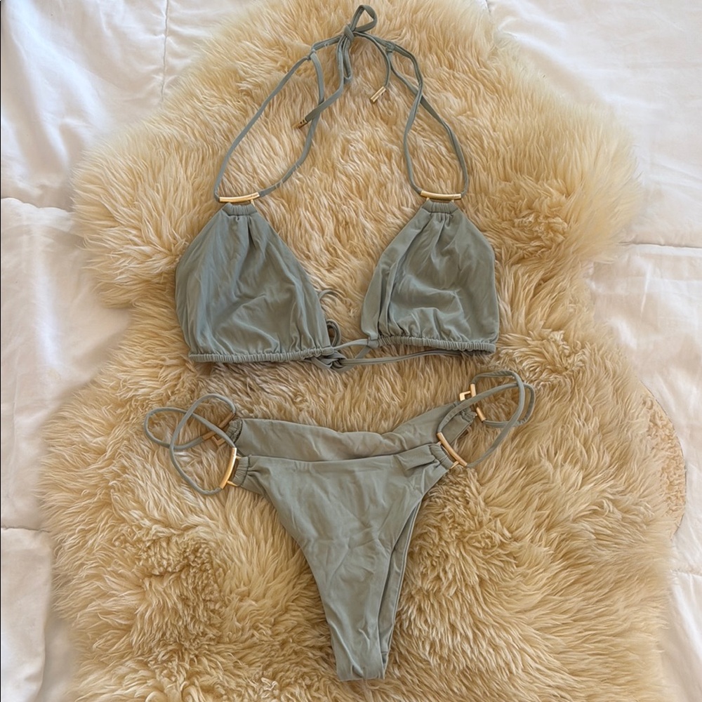 Cult Gaia Green Minimalist Bikini Set